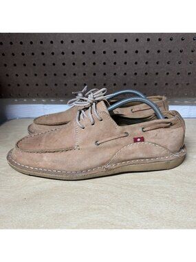 Oliberte Boat Loafer Mens Shoes Brown Leather Slip On Size 44 US 10.5-11